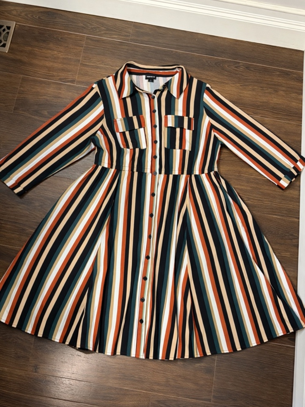 NOT AVAILABLE ‼️ torrid Striped Button-Front Dress in Green